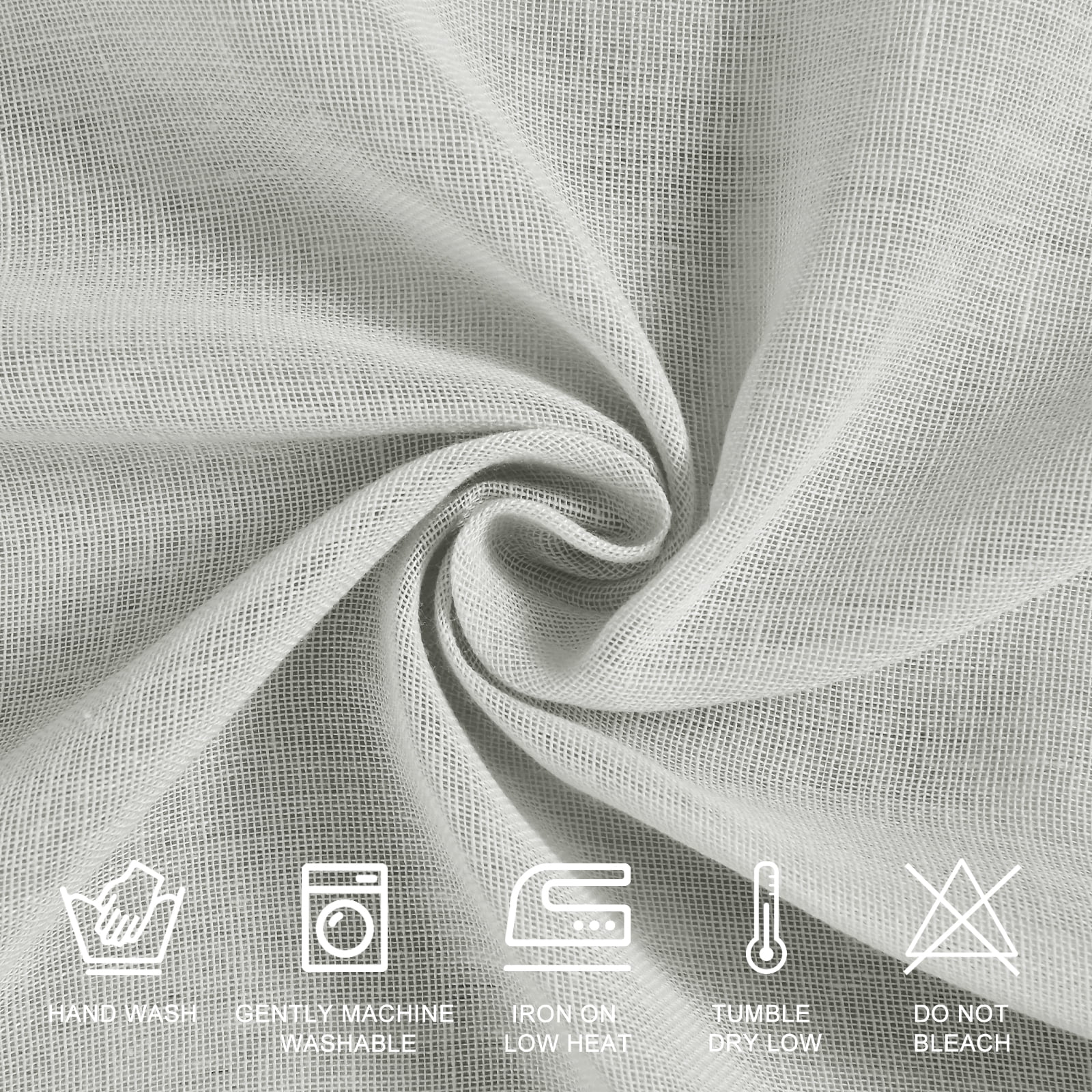 XWZO Semi Sheer Linen Curtains,Privacy Enhancing & Light Filtering Rod Pocket Drapes for Living Room with Tiebacks(Grey,W52 x L63 Inch,2 Panels)