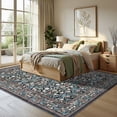 thumbnail image 3 of FairOnly 10'x13'Retro Floral Printed Machine Washable Area Rug Ultra-Thin Low Pile Stain & Pet Friendly Non Slip Indoor Rug for Living Room Bedroom Kitchen Dining,Black, 3 of 7