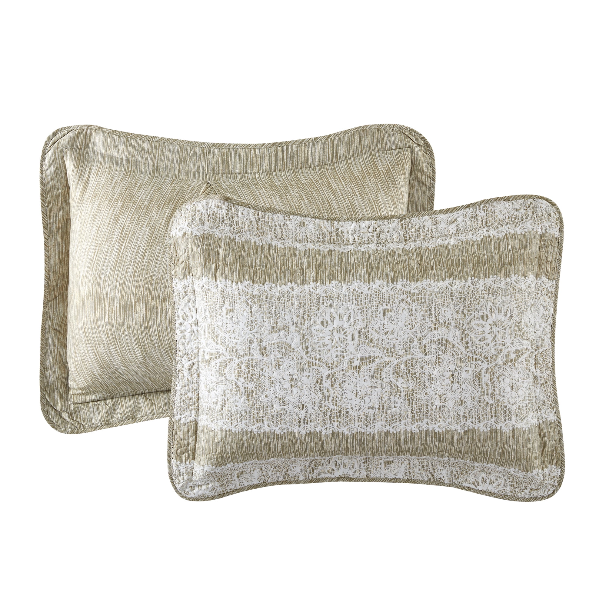 Home Soft Things 5 Piece Printed Microfiber Quilts Bedspread Set - Emma - Taupe - Oversize (122" x 106")