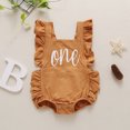 thumbnail image 2 of Infant Baby Girl First Birthday Outfit Ruffle Sleeve One Letter Backless Romper, 2 of 3