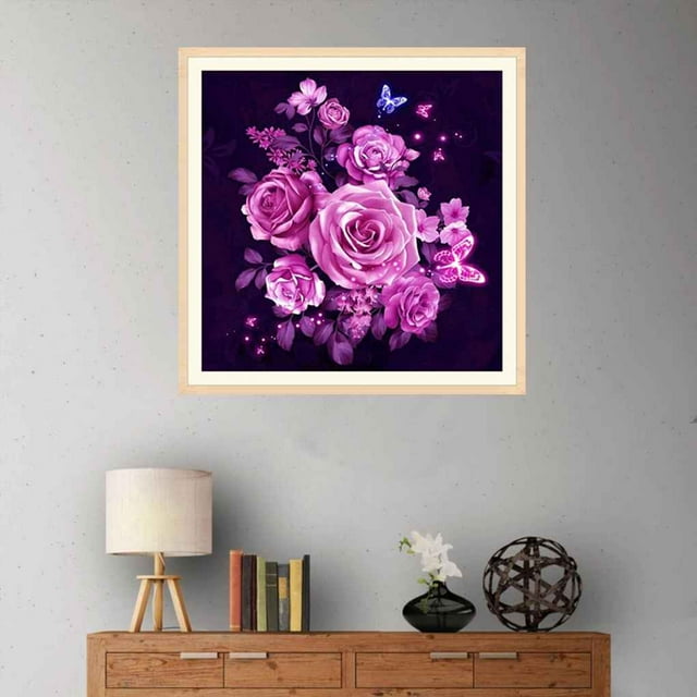 DIY Rose Papillon Point de Croix Fleur Aiguille 5D Résine Diamants Broderie Peinture Image