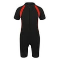 thumbnail image 2 of inhzoy Kids Girls Boys One Piece Zip-Up Swimsuit Jumpsuit Short Sleeve Rash Guard Wetsuit,Sizes 8-16 Black 10-12, 2 of 6