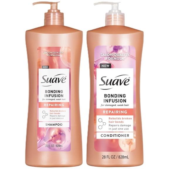 Suave Bonding Infusion Repairing Shampoo & Conditioner Set, For Damaged Hair, 28 oz Each