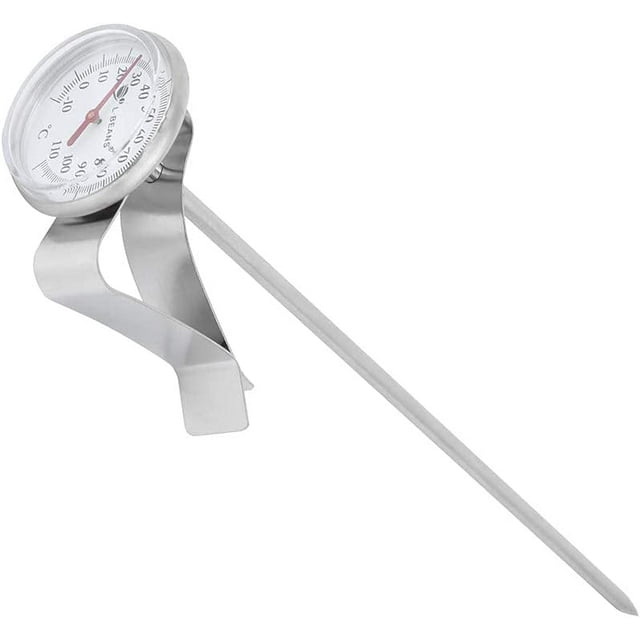 Milk Frothing Thermometer, Stainless Steel Instant Read Meat Thermometer with Clip Food Cooking Thermometer for Grill BBQ Steak Smoker Oil Milk Yogurt (Long)