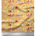 thumbnail image 1 of Soimoi Orange Velvet Fabric Bottle & Wine Glass Bar Printed Craft Fabric by the Yard 58 Inch Wide, 1 of 3