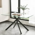 thumbnail image 3 of 51.18" Rectangular Glass Dining Table, Tempered Glass Kitchen Tabe with Metal Legs, Stylish and Sturdy Dinner Table for Home and Outdoor Dining (Black, 51.18''), 3 of 7
