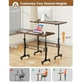 thumbnail image 3 of Small Standing Desk Adjustable Height, Mobile Stand Up Desk with Wheels, 32 Inch Portable Rolling Desks for Walking Pad Treadmill Wood Rustic, 3 of 6