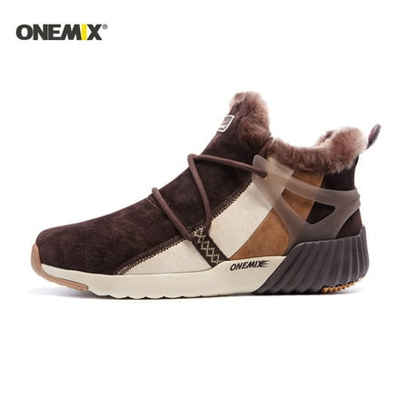 

ONEMIX Men s Warm Snow Boots Fur Lined Waterproof Winter Shoes Anti-Slip Lightweight Ankle Boot Outdoor Hiking Boots Anti-Slip Water-Resistant