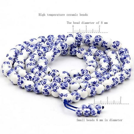 Porcelain Vintage Necklace - 108 Porcelain Beads Buddhist Prayer Mala Necklace