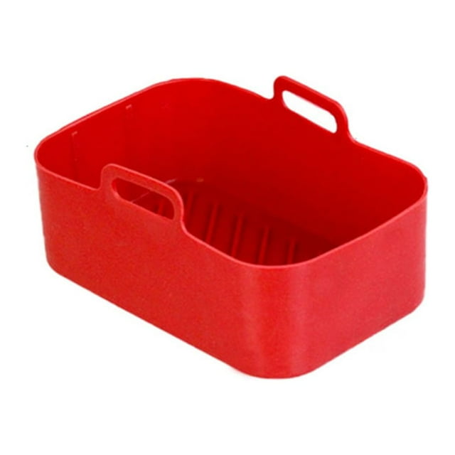 Yuarrent Bandeja de cocina para freidora de aire con mango, revestimiento que no se decolora, cesta de silicona reutilizable, accesorios para Cocina y Comedor Rojo 1 PC