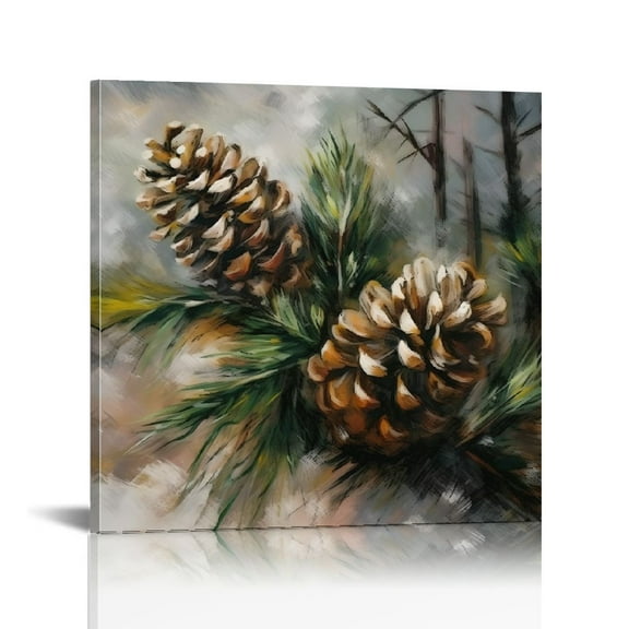 JRXY Pine Cone Christmas Canvas Wall Decor for Bedroom and More Wall Art 12x12 in