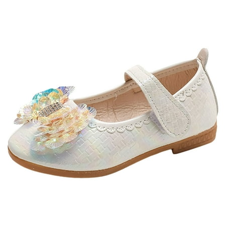 

HMOONORY Girls Sandals Fashionable New Pattern Cute Bow Sequin Decoration Flat Bottom Comfortable Lightweight Princess Shoes