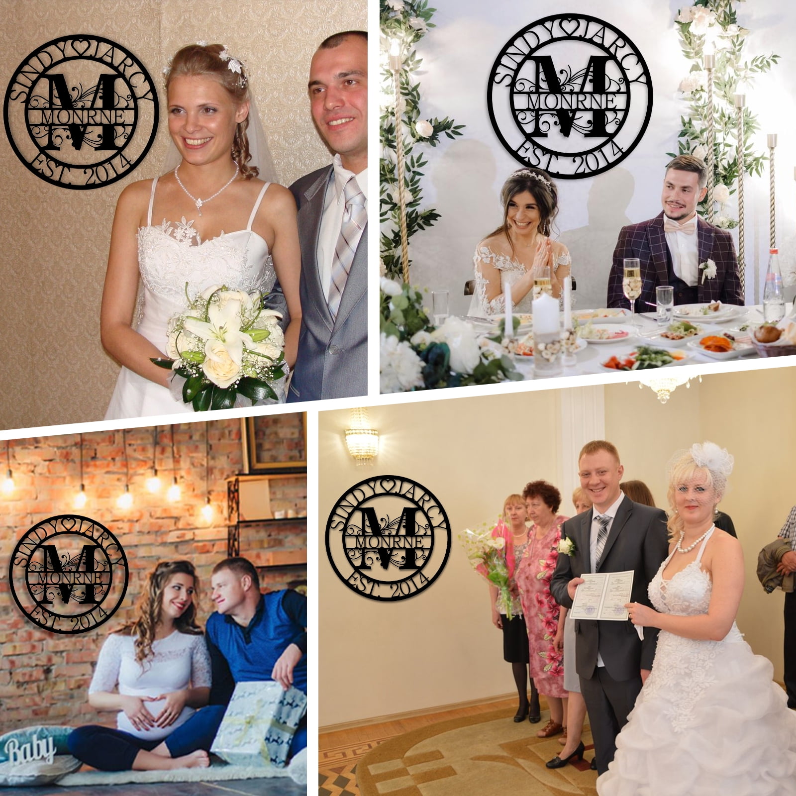 Custom Metal Sign | Personalized Family Name Sign | Monogram Wall Decor | Metal Name Sign| Split Letter Name | Anniversary Wedding Gifts| Custom Outdoor Signs | Metal Wall Art | Couple Gift(10inches)