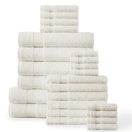 24PC Bath Towel Set (2 Sheets, 4 Bath, 6 Hand, 4 Fingertip & 8 Wash) - Ivory, Addy Home Best Value