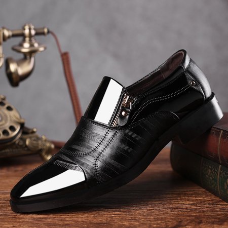 

Cuhas-Fashion Men s Business Shoes Pointed Shoes Short Zipper Casual Lazy Shoes