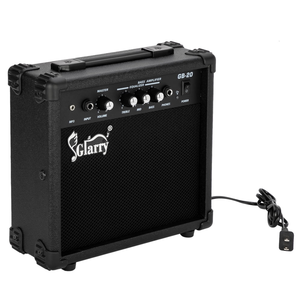 Bass Amplifier&nbsp;Controls - Lighted Power Switch, 1/4" Headphone Jack - Portable, Black - Ideal for Beginners