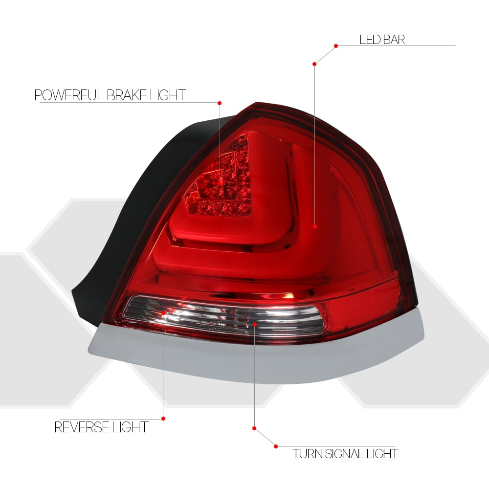 Red*TRON LED BAR*3D Neon Tube Tail Light w/Chrome Trim for 98-11