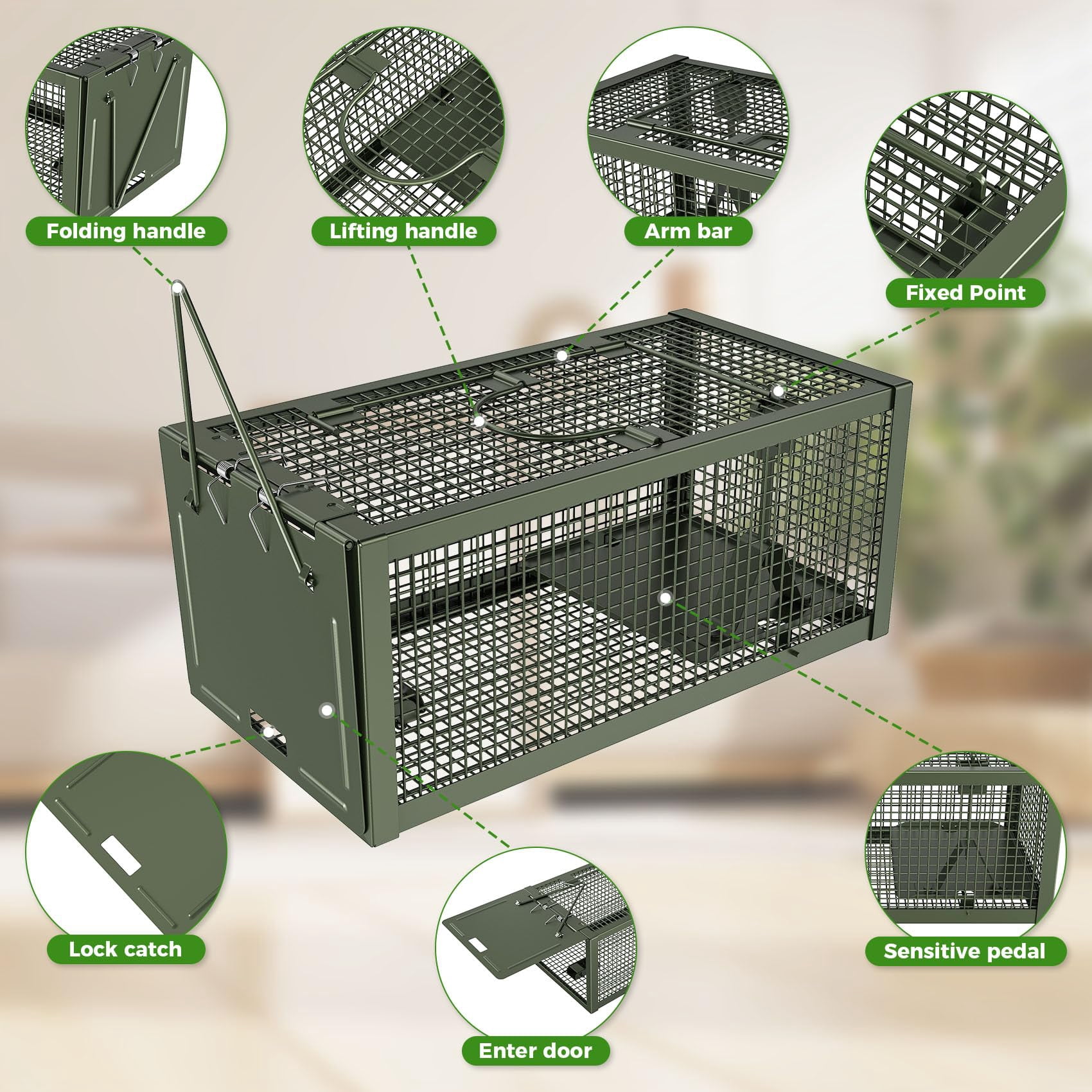 2 Humane Mouse Rat Traps  Mice Chipmunk Squirrel And Other Live Animal Cage Catch Release For Indoor Outdoor-green