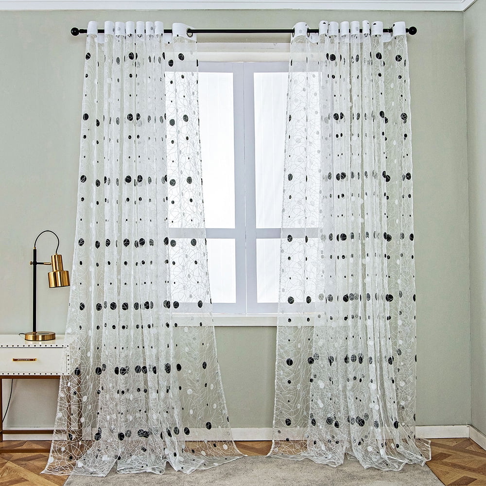 SALE!! PAIR READY MADE CURTAINS STRIPED  VOILE EYELET RING 