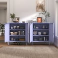 thumbnail image 3 of Accent Cabinet Locker, Square Storage Cabinet 36 Inch High, Freestanding Metal Storage Cabinet with 2 Doors and 2 Adjustable Shelves, Multifunctional Cabinet for Home, Hallway and Office Purple, 3 of 6