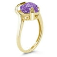 thumbnail image 2 of SZUL Women's Heart Shaped Amethyst and Diamond Curve Ring in 14K Yellow Gold, 2 of 3