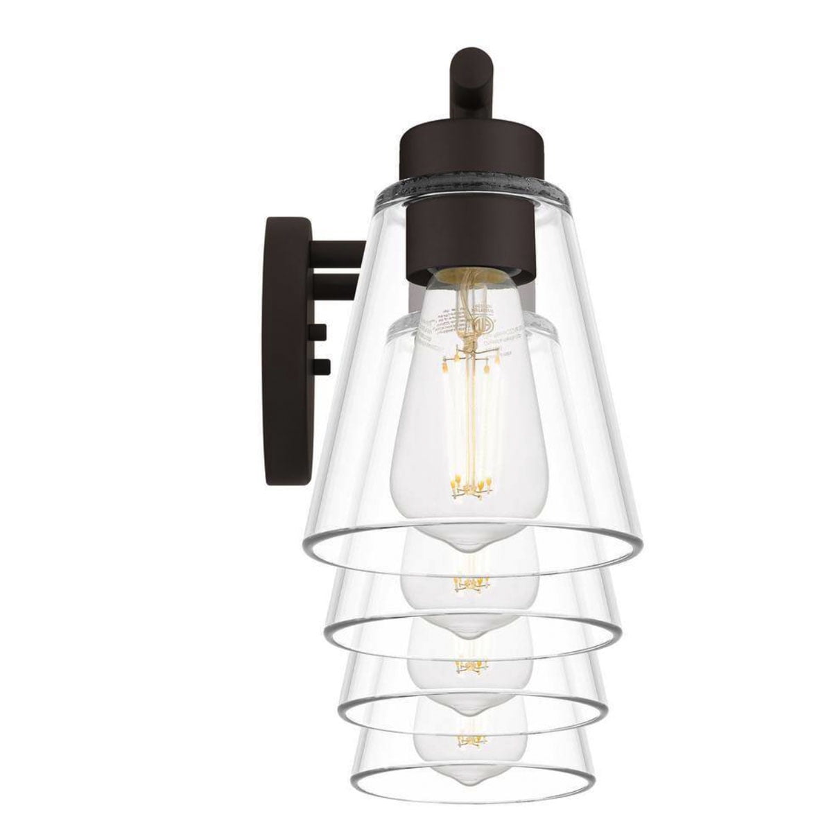 Ceybo 4-Light Bathroom Vanity Light, Bronze Fixture with Clear Glass Shades – Dimmable, Multi-Mount, E26 Base