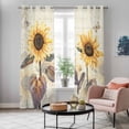 thumbnail image 6 of Kitchen Curtains 84 Inch Length 2 Panels, Sunflower Grommets Window Treatment Curtain, Yellow Summer Botanical Floral Farmhouse Thermal Curtains Drapes for Living Room/Bathroom, 6 of 9