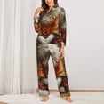 thumbnail image 2 of Easygdp Haystack Meditating Cat Women's Long-Sleeve Shirt and Full-Length Bottom Pajama Set,Two Piece Loungewear Soft Pajama Top and Pants Pjs Sleepwear-Medium, 2 of 7