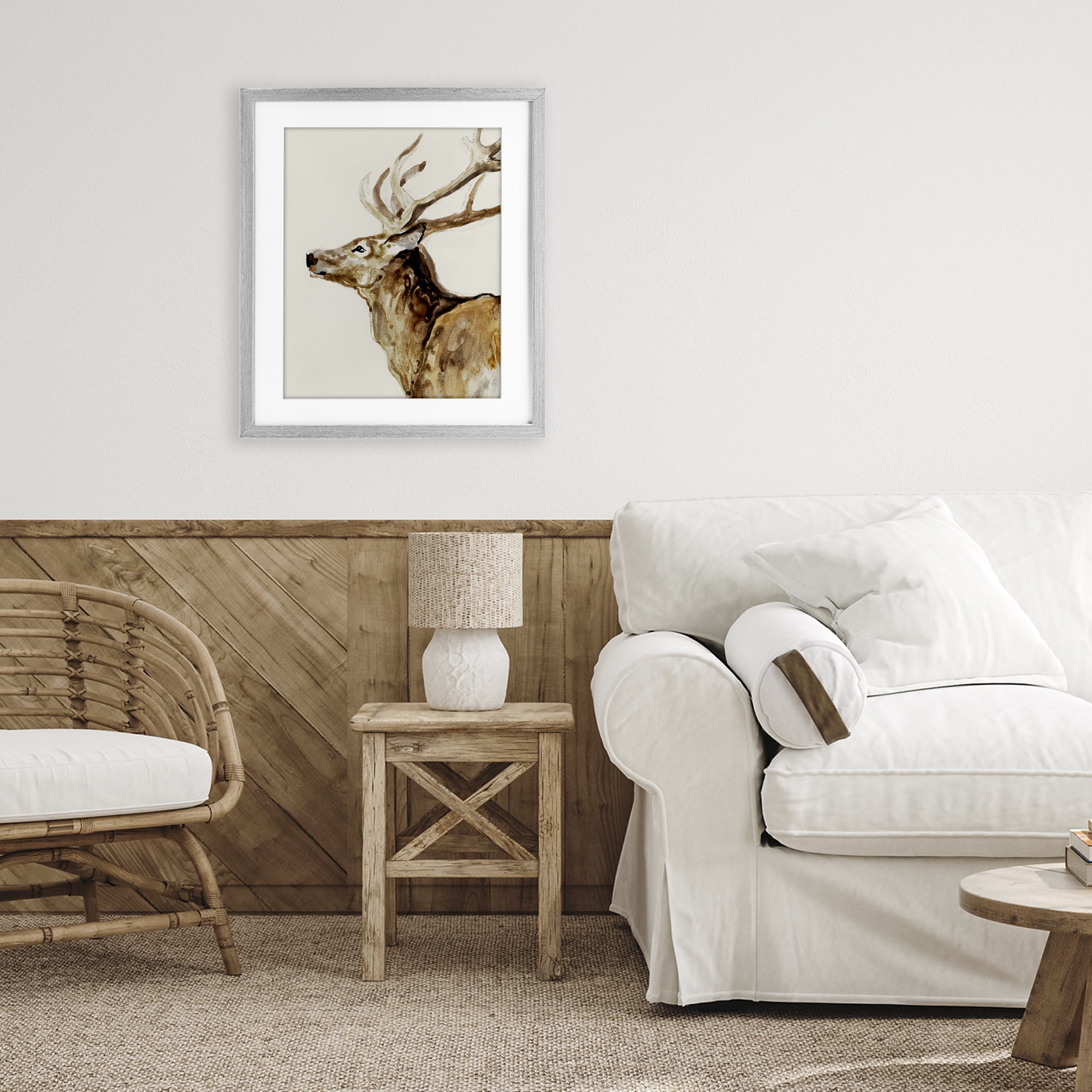 Stupell Industries Deer Portrait Profile View Gray Framed Print Under Glass, design by Lorenzo Collective