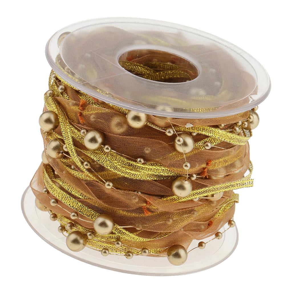 FVDPWYE 2 Rolls 10m DIY Applique Mesh Beaded Lace Ribbon 20mm for Decor