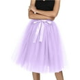 thumbnail image 3 of MIXUE Skirts For Women Summer Mesh Solid Color Elastic High Waist A Line Ruffled Tutu Skirt Holiday Wear,Purple,One Size, 3 of 8