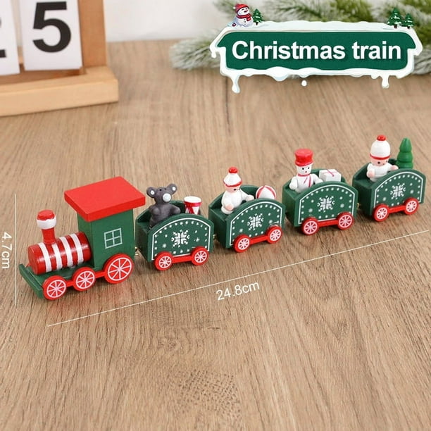 Tren de madera navideño, adornos navideños para el hogar, adorno de árbol de Navidad 2024, regalo para niños, Feliz Año Nuevo 2025