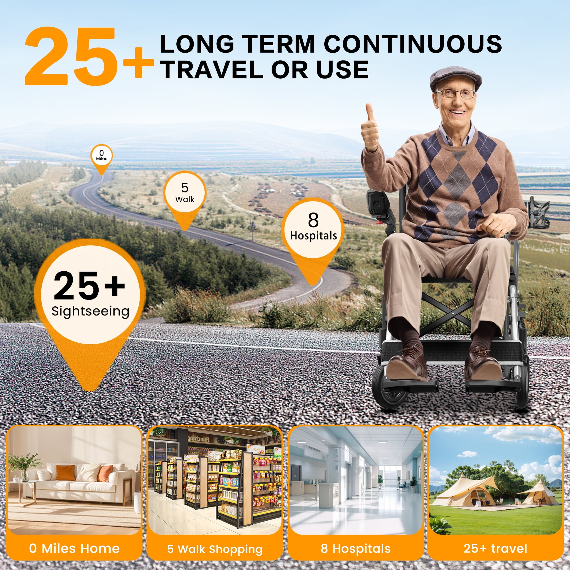 COOLHUT 37 Lbs Electric Wheelchair 25+ Miles Long Travel Range, Foldable & Lightweight Motorized Wheelchair with Safety Features Hold Up 350lbs 8-Year Warranty, Ideal for Seniors & Travel