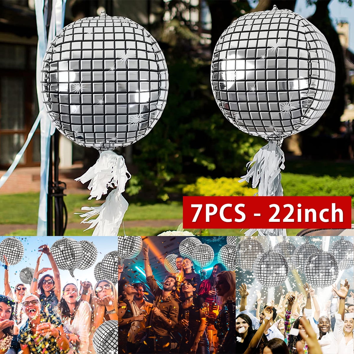 Eummy 7Pcs Disco Ball Balloon, Disco Foil Balloon, Round Metallic Disco