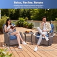 thumbnail image 4 of Jentlehouse 4-Piece Outdoor Swivel Chairs, Patio All-Weather Brown Wicker Rocker Glider Chairs with Blue Cushions for Balcony Poolside Deck Garden, 4 of 11