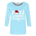 thumbnail image 4 of Aqestyerly Hauts de Noël pour Femmes T-Shirt Imprimé de Noël Manches 3/4 Blouse Col Rond Hauts Décontractés, 4 of 5