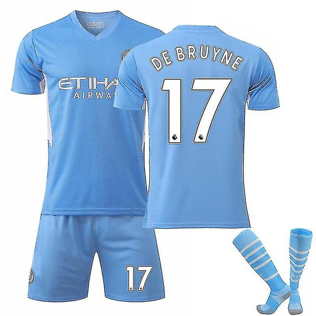 Nueva temporada Manchester City Local De Bruyne Niños Adultos Fútbol Soccer Jersey Trainin Jersey Suit # ldfs016-DE BRUYNE No.17-26 (140-150) BmatwkZeng Bmatwk Jersey