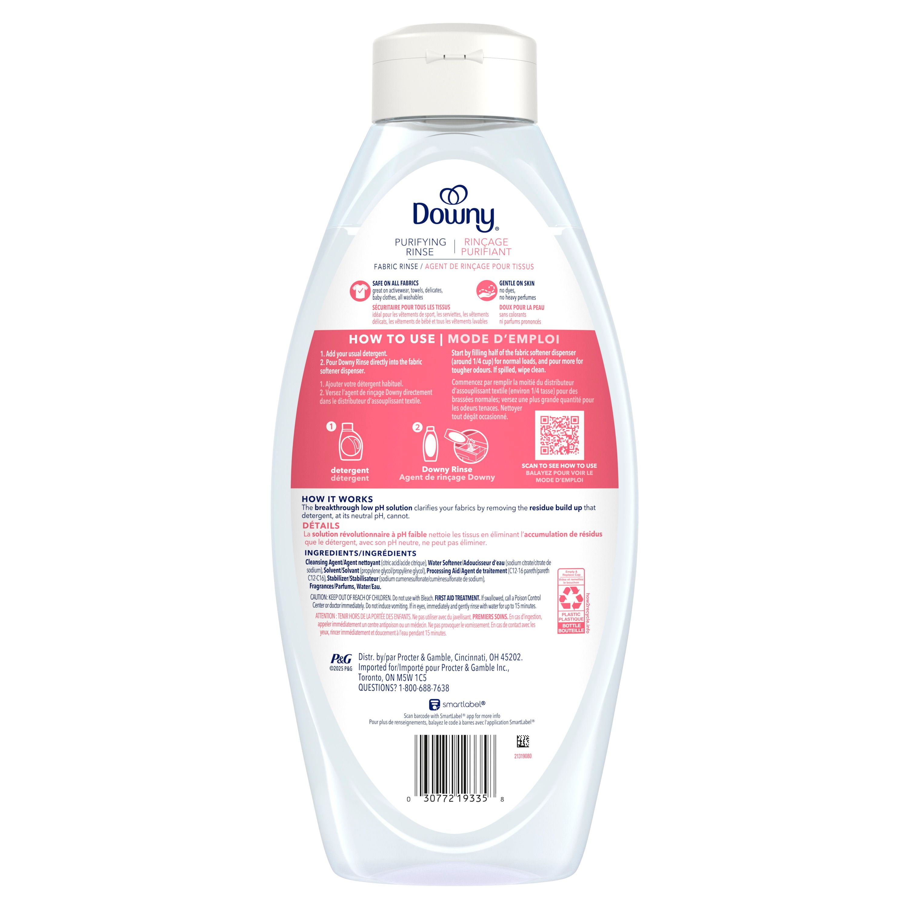 Downy Fabric Rinse Laundry Odour Remover, Spring Breeze Scent, Fabric Softener and Laundry Odour Removal Rinse, 1.41L