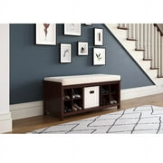 Solid Wood Entryway Bench with 8 Shoe Cubbies Espresso