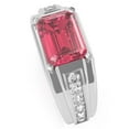 thumbnail image 3 of Men's Pink Tourmaline Diamond Channel Ring In Solid 14k White Gold, 3 of 6