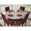 thumbnail image 2 of Covers For The Home Deluxe Elastic Edged Flannel Backed Vinyl Fitted Table Cover - Colorful Butterfly Pattern - Large Round - Fits Tables up to 45" - 56" Diameter (ETCBUT60-C4H), 2 of 2