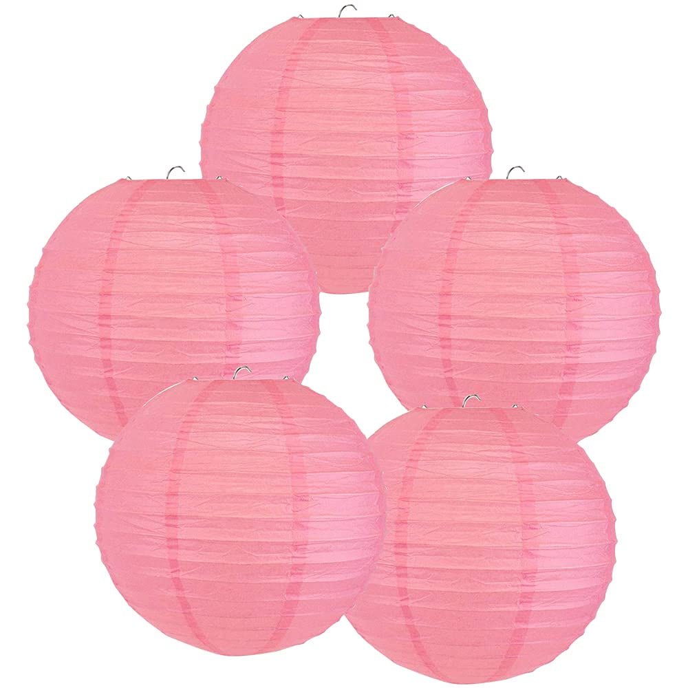 Just Artifacts 14Inch Hot Pink Chinese Japanese Paper Lanterns (Set of