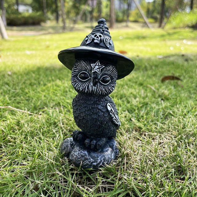 Búho Adornos De Halloween Jardín Búho Resina Artesanía Animal Decoraciones Para Estantería Oficina Balcón seitruly HA042857-03