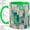Green, variant on Teal Abstract Mosaic Accent Mug, 11oz Ceramic Coffee Cup for Art Fans