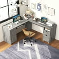 thumbnail image 2 of Costway L-Shaped Corner Computer Desk Writing Table Study Workstation with Drawers Storage, 2 of 10