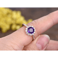thumbnail image 5 of HeartsAndYou 2ct Natural Purple Amethyst & Diamond Ring Floral 100% REAL 14k SOLID Rose Gold, 5 of 8