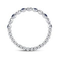 thumbnail image 2 of 10kt White Gold Womens Round Blue Sapphire Diamond Beaded Dot Stackable Band Ring 1/6 Cttw, 2 of 4