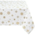 thumbnail image 1 of Christmas Tablecloth 60×84 Inch, Gold Snowflake Christmas Table Cloth for Winter, Christmas Tablecloths, Waterproof Spill-Proof Table Cover for Table, Kitchen, Dining, Holiday, White, 1 of 5