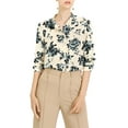 thumbnail image 6 of MODA NOVA Junior's Floral Button Down Long Sleeves Shirt Blouse Beige M, 6 of 6