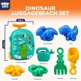 thumbnail image 4 of Toy Life Rolling Dinosaur Sand Toy Beach Toy Set for Kids – Water Play Luggage with Wheels, Bucket, Shovel, Rake & 4 Sand Molds, Outdoor Sand Toy Travel Case, 4 of 8